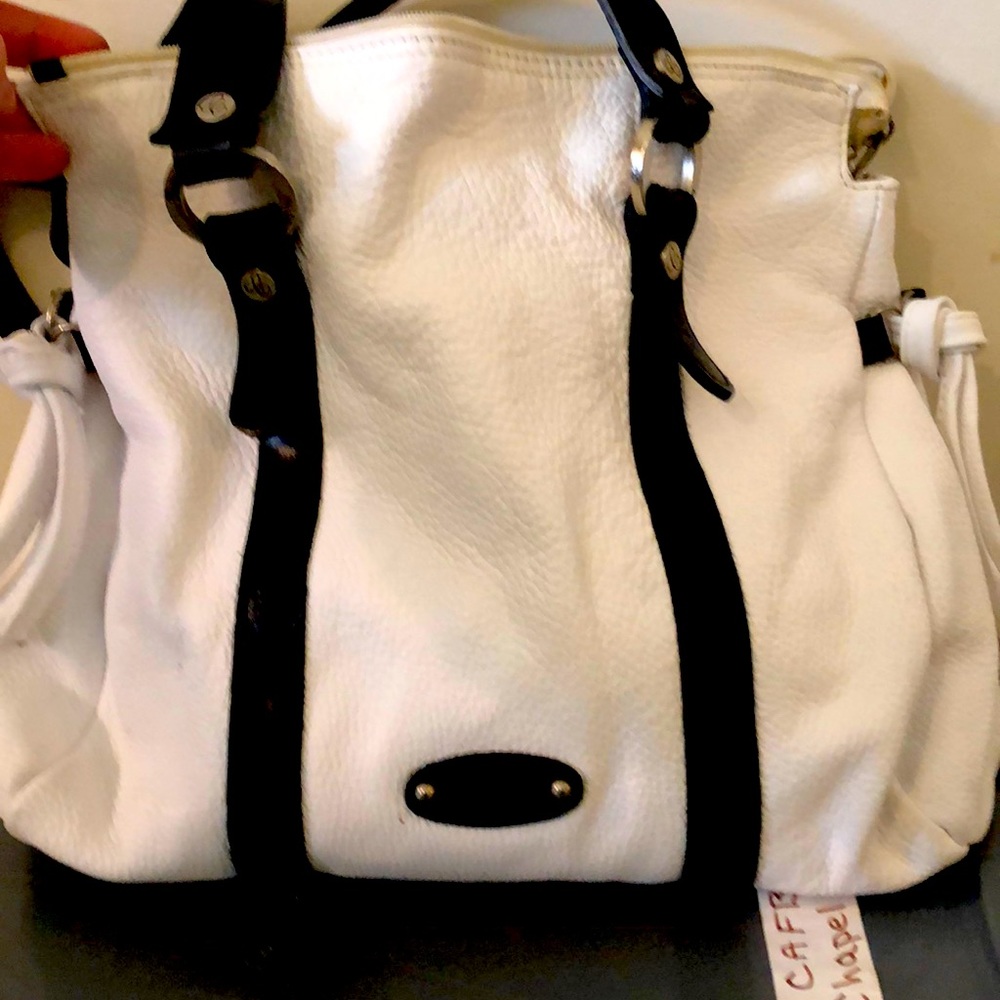 White Italian leather tote